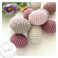 Gehäkelte Ostereier rosa Set – schlichte Osterdeko im Scandi Stil, umhäkelte Häkeleier für Osterstrauß und Tischdeko