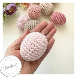 Gehäkelte Ostereier rosa Set – schlichte Osterdeko im Scandi Stil, umhäkelte Häkeleier für Osterstrauß und Tischdeko