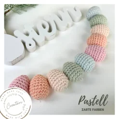 Gehäkelte Ostereier Set in Pastellfarben – Handgemachte Osterdeko aus Baumwolle