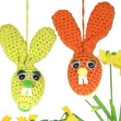 Gehäkelte Osterhasen zum Aufhängen 2er Set – Handgemachte Osterdeko aus Baumwolle