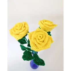 Gehäkelte Rose in Gelb | langlebige Blume aus Wolle | handgemachte Deko & Geschenkidee