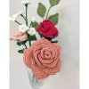 Gehäkelte Rosen mit Vergissmeinnicht | außergewöhnlicher Blumenstrauß zum Verschenken | besonderer Hochzeitsstrauß
