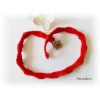 Gehäkeltes Wickelarmband mit Edelweiß - Freundschaftsarmband - rot
