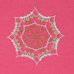 geklöppelter Christbaumschmuck Ornament 3 weiß-gold