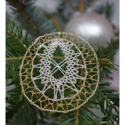 geklöppelter Christbaumschmuck Kugel 1 weiß-gold