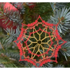 geklöppelter Christbaumschmuck Ornament 3 rot-gold