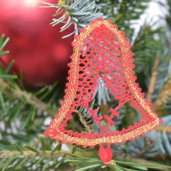 geklöppelter Christbaumschmuck Glocke 3 rot-gold