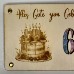 Gelaserte Geldgeschenkkarte mit Jahreszahl aus Sperrholz – Das perfekte Geschenk zum Geburtstag!
