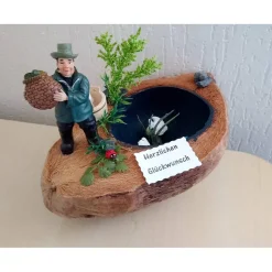 Geldgeschenk - Angler Angeln Angeltörn Fischen - Geburtstag - dekoriert auf einer Kokosnussschale