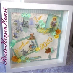 Geldgeschenk * Bilderrahmen * Taufgeschenk * Shadowbox * Taufe * Geburt * Personalisiert * Taufpate *