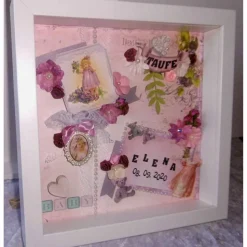 Geldgeschenk * Bilderrahmen * Taufgeschenk * Shadowbox * Taufe * Geburt * Personalisiert * Taufpate *