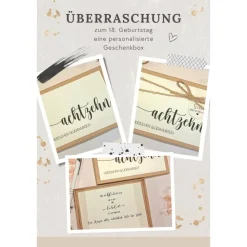Geldgeschenk 18. Geburtstag – Personalisierte Geschenkbox mit Karte & Baumwollsäckchen