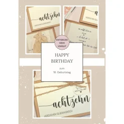 Geldgeschenk 18. Geburtstag – Personalisierte Geschenkbox mit Karte & Baumwollsäckchen