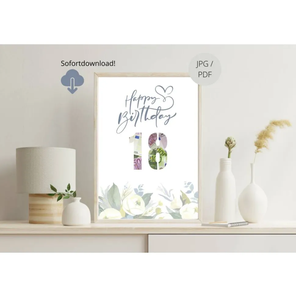 Geldgeschenk 18. Geburtstag | persönliches Geburtstagsgeschenk Tochter Sohn | PDF Datei | Sofortdownload | Originelles G