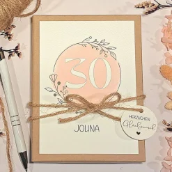 Geldgeschenk 30. Geburtstag personalisiert | Geschenkbox für Frauen | Geburtstagsgeschenk mit Name und Glückwunschkarte