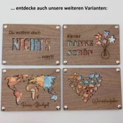Geldgeschenk | Geschenkkarte aus Holz | Wunscherfüller | Herz | Geldgeschenk Verpackung | Geschenkverpackung |