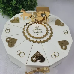 Geldgeschenk - Geschenkverpackung - Schachteltorte GOLDENE HOCHZEIT