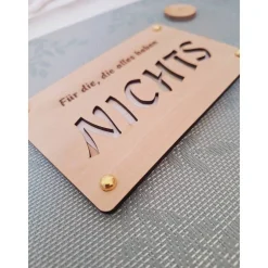 Geldgeschenk – Holzkarte „Nichts“ in Herz- oder Rechteckform