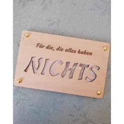 Geldgeschenk – Holzkarte „Nichts“ in Herz- oder Rechteckform