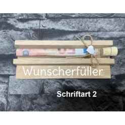 Geldgeschenk • Wunscherfüller • Reagenzglas • Geschenkverpackung aus Holz • Eiche • Klötzchen