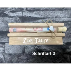 Geldgeschenk • Zur Taufe • Reagenzglas • Geschenkverpackung aus Holz • Eiche • Klötzchen