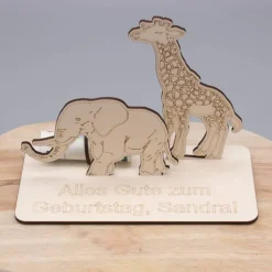 Geldgeschenk Afrika - aus Holz personalisiert