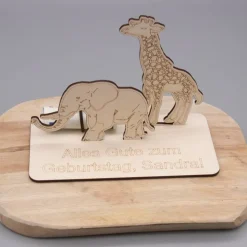 Geldgeschenk Afrika - aus Holz personalisiert