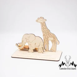 Geldgeschenk Afrika - aus Holz personalisiert