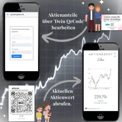 Geldgeschenk Aktie ETF Kryptowährung | Personalisiert | QrCode Postkarte DIN A6 inkl. Briefumschlag und Anhänger