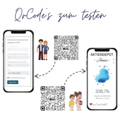 Geldgeschenk Aktie ETF Kryptowährung | Personalisierter NFC & QrCode Bildständer | Farbklecks Blau