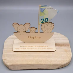 Geldgeschenk Arche - Zur Taufe - aus Holz personalisiert