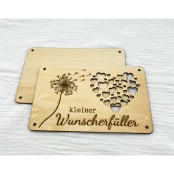 Geldgeschenk aus Holz Kleiner Wunscherfüller Geldgeschenk Pusteblume Geldkarte aus Holz
