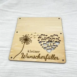 Geldgeschenk aus Holz Kleiner Wunscherfüller Geldgeschenk Pusteblume Geldkarte aus Holz