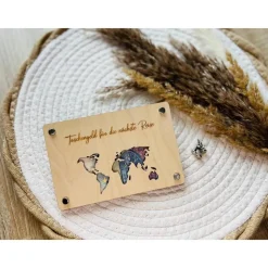 Geldgeschenk aus Holz, Wunscherfüller, Geschenkverpackung, Geburtstag, Reise, Taschengeld -personalisierbar