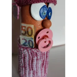 Geldgeschenk BABY PINK Geschenk zur Babyparty Geburt Taufe Dekoration  fürs Babyzimmer Upcycling Flasche