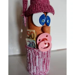 Geldgeschenk BABY PINK Geschenk zur Babyparty Geburt Taufe Dekoration  fürs Babyzimmer Upcycling Flasche