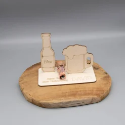 Geldgeschenk Bier - aus Holz personalisiert
