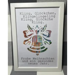 Geldgeschenk Bilderrahmen Weihnachten Glocke personalisierbar DIN A4