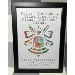 Geldgeschenk Bilderrahmen Weihnachten Glocke personalisierbar DIN A4