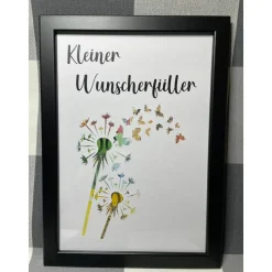 Geldgeschenk Bilderrahmen Wunscherfüller personalisierbar DIN A4