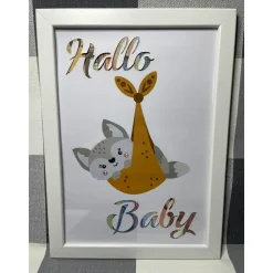 Geldgeschenk Bilderrahmen Geburt Fuchs personalisierbar DIN A4