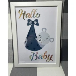 Geldgeschenk Bilderrahmen Geburt Bär personalisierbar DIN A4