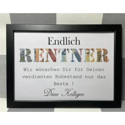 Geldgeschenk Bilderrahmen Rentner von Kollegen personalisierbar DIN A4