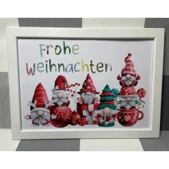Geldgeschenk Bilderrahmen Weihnachten Wichtel Gnom 2 personalisierbar DIN A4