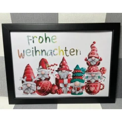 Geldgeschenk Bilderrahmen Weihnachten Wichtel Gnom 2 personalisierbar DIN A4