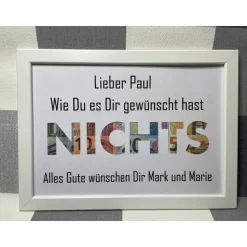 Geldgeschenk Bilderrahmen Nichts personalisierbar DIN A4