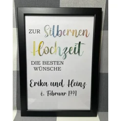Geldgeschenk Bilderrahmen Silberne Hochzeit personalisierbar DIN A4