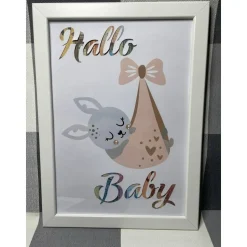 Geldgeschenk Bilderrahmen Geburt Hase personalisierbar DIN A4