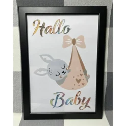 Geldgeschenk Bilderrahmen Geburt Hase personalisierbar DIN A4
