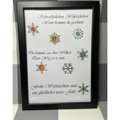 Geldgeschenk Bilderrahmen Weihnachten Schneeflöckchen personalisierbar DIN A4